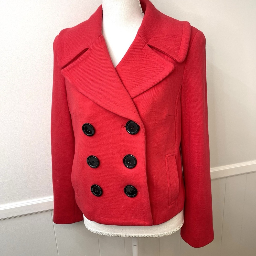 INC‎ International Concepts Red Double Breasted Pea Coat Medium Retro Y2K